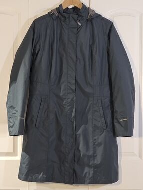 Eddie Bauer Women's Jacket WeatherEdge Blue/Green Trench Coat Girl on the Go